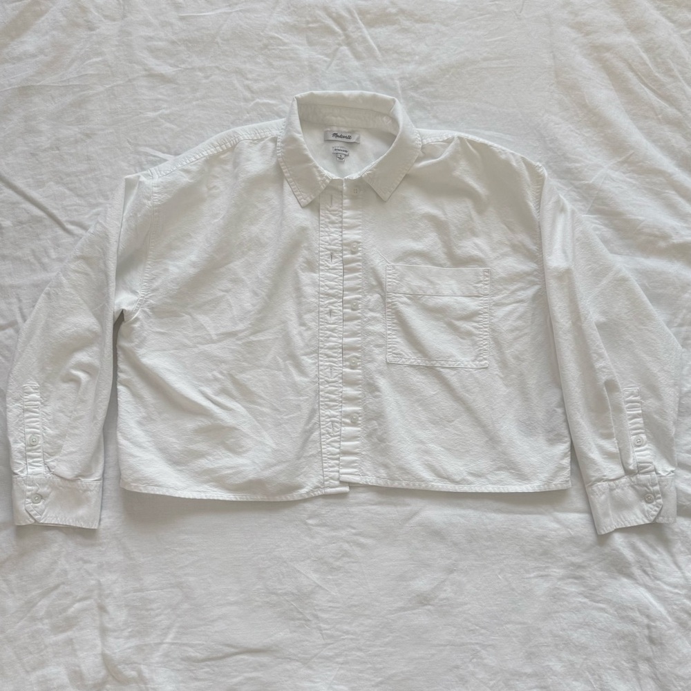 Madewell Cropped Oversized Poplin Button-Up Long-Sleeve